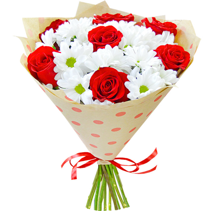 Букет Розы и хризантемы - купить в Мамонтово с доставкой